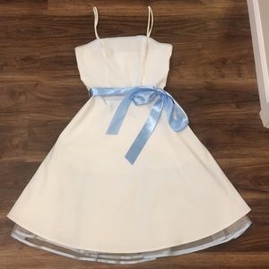 Spaghetti Strap White and Baby Blue Dress